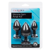 Silicone Gem Anal Kit with 3 Graduated Black Silicone Plugs and Gem Inlay > Anal Range > Butt Plug Kits